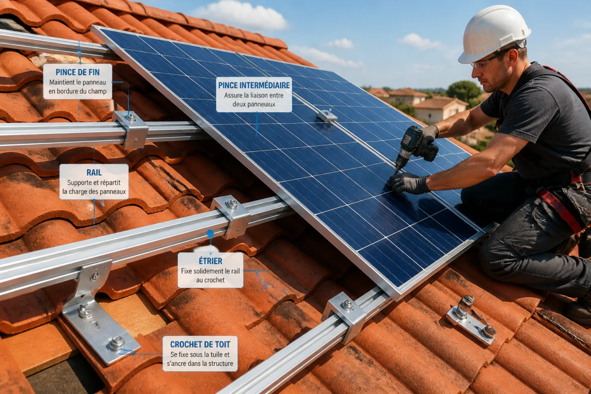 fixation panneaux solaires sur tuiles